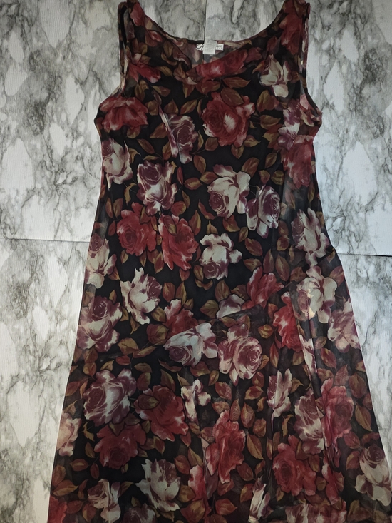 Dress Barn Dresses & Skirts - DressBarn Woman Floral Sleeveless Maxi Dress with Red & Cream Roses Size 16W